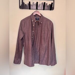 Charles Tyrwhitt Twill Casual Button Down Gray Checkered Shirt